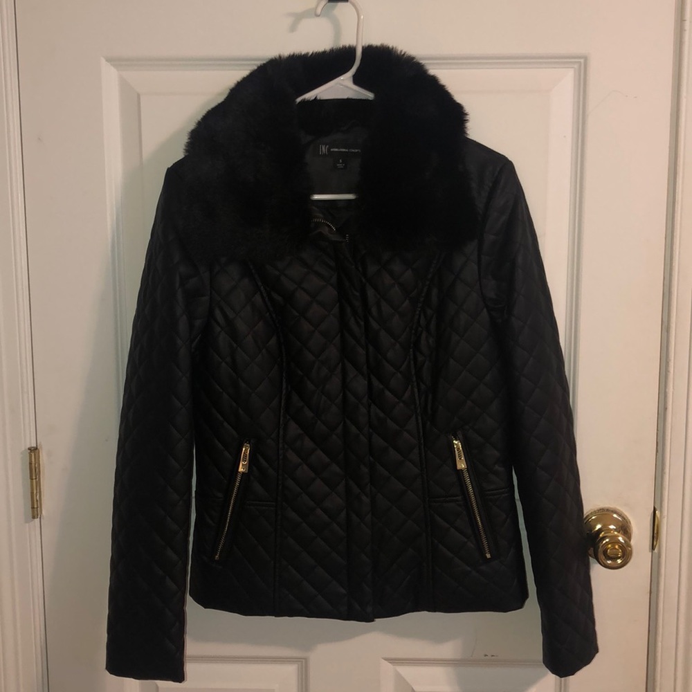 INC Faux Fur Trim Jacket